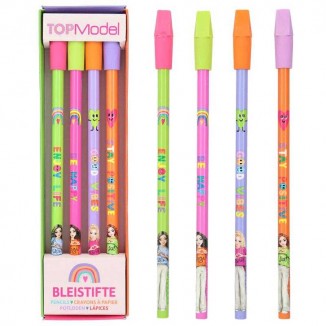 24 bolígrafos con llama y pompón de plumas en 3 colores surtidos