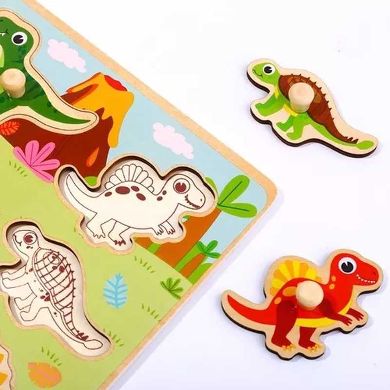 Puzzle Infantil Dinosaurios De Madera