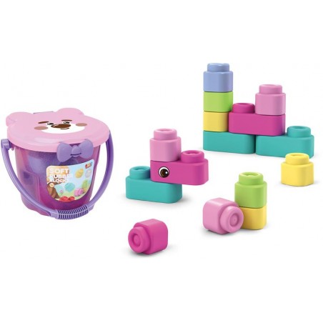 Cubo de bloques infantil 33 piezas oso rosa