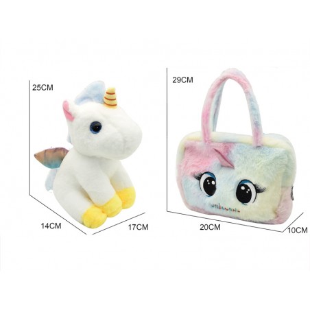 Unicornio de peluche con bolso para niñas